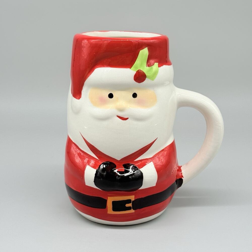 Bay Island Red White Santa Claus Mug Tall 6" Large Christmas Holiday Coffee Cup